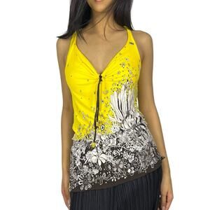 Miss Sixty Yellow Floral Halter Top